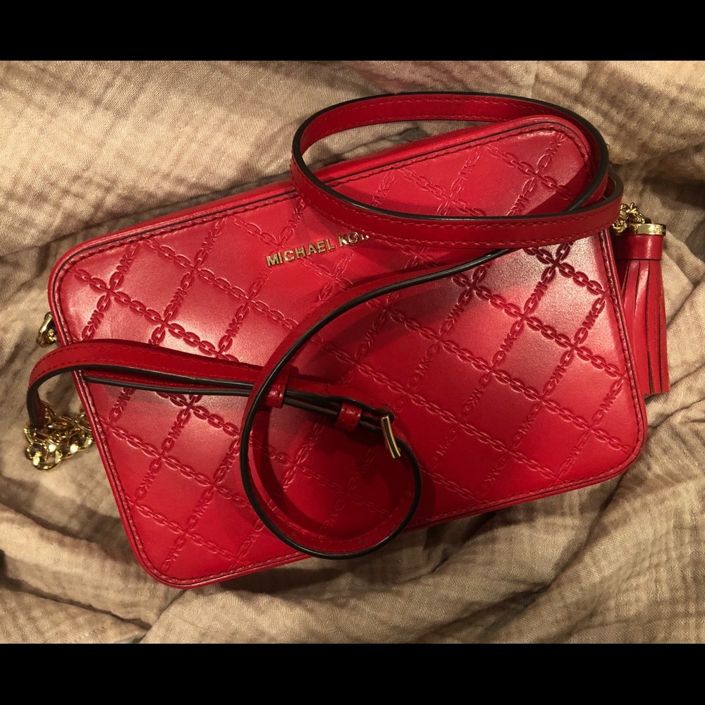 Medium Red Michael Kors Camera Crossbody Bag